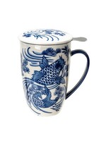 Tea Mug with Lid and Infuser Koi Fish 15oz