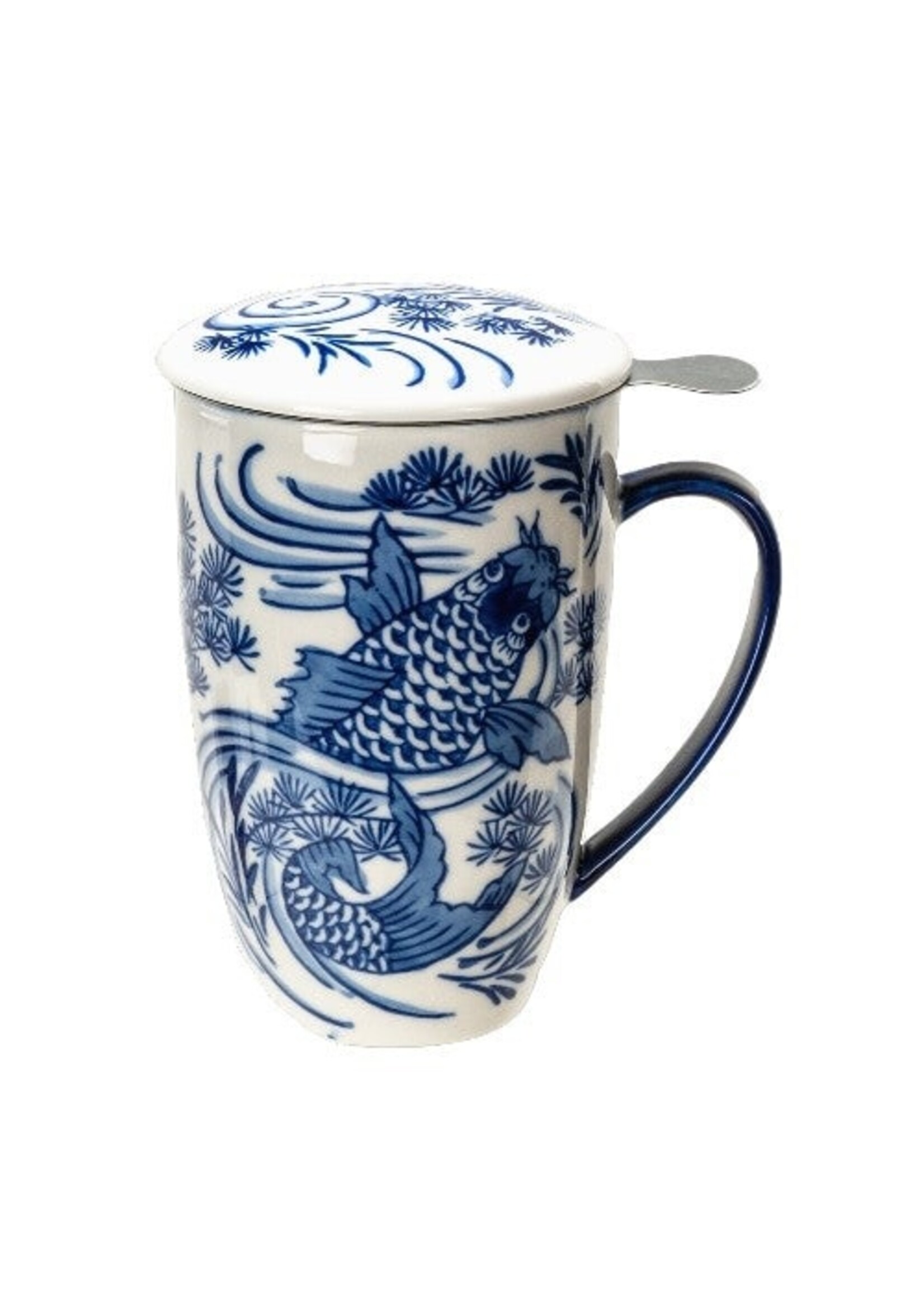 Tea Mug with Lid and Infuser Koi Fish 15oz