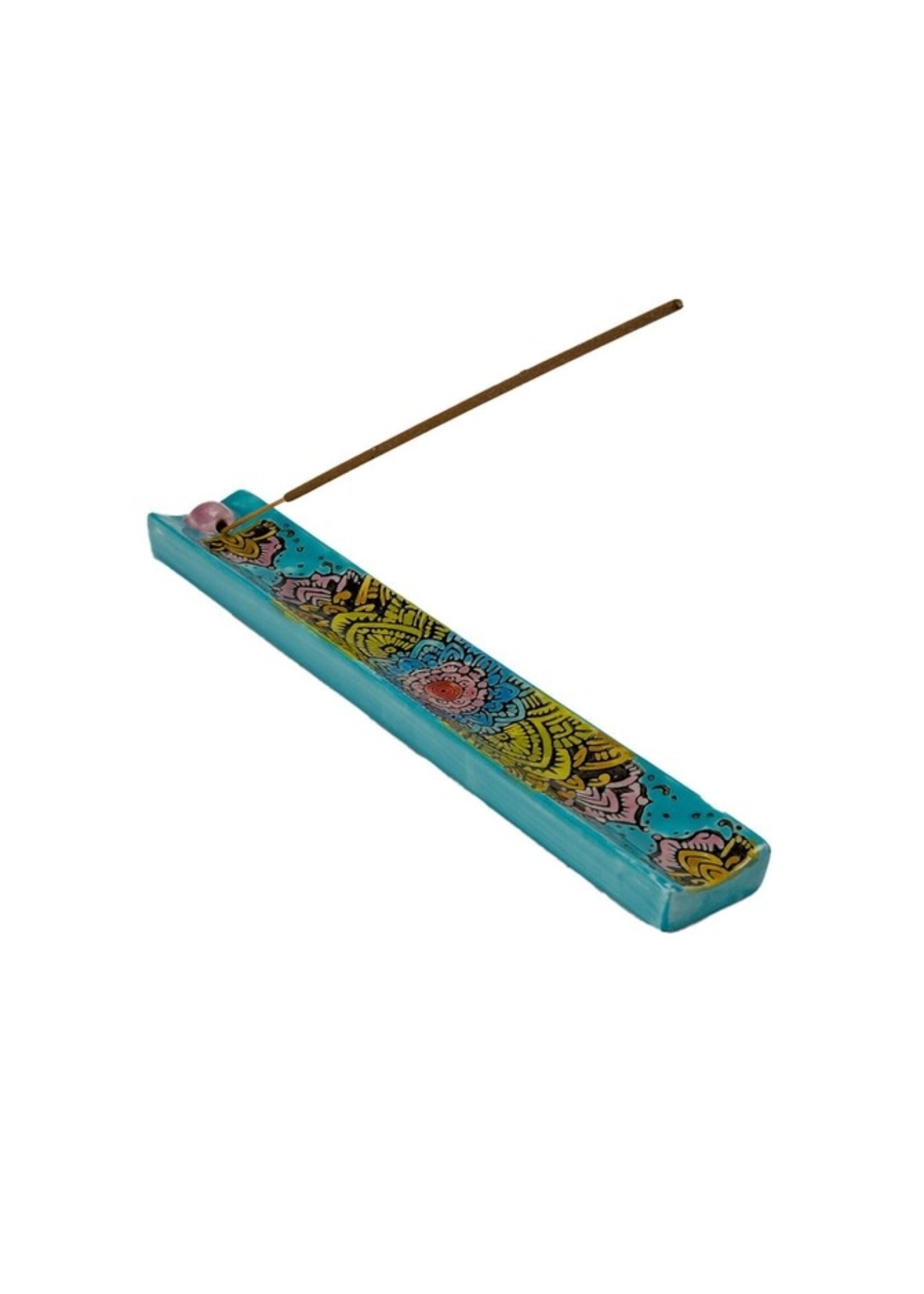 Incense Holder Handpainted Ceramic Mandala 9"
