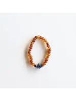 RBAmber Bracelet Lapis Lazuli and Cognac 7"