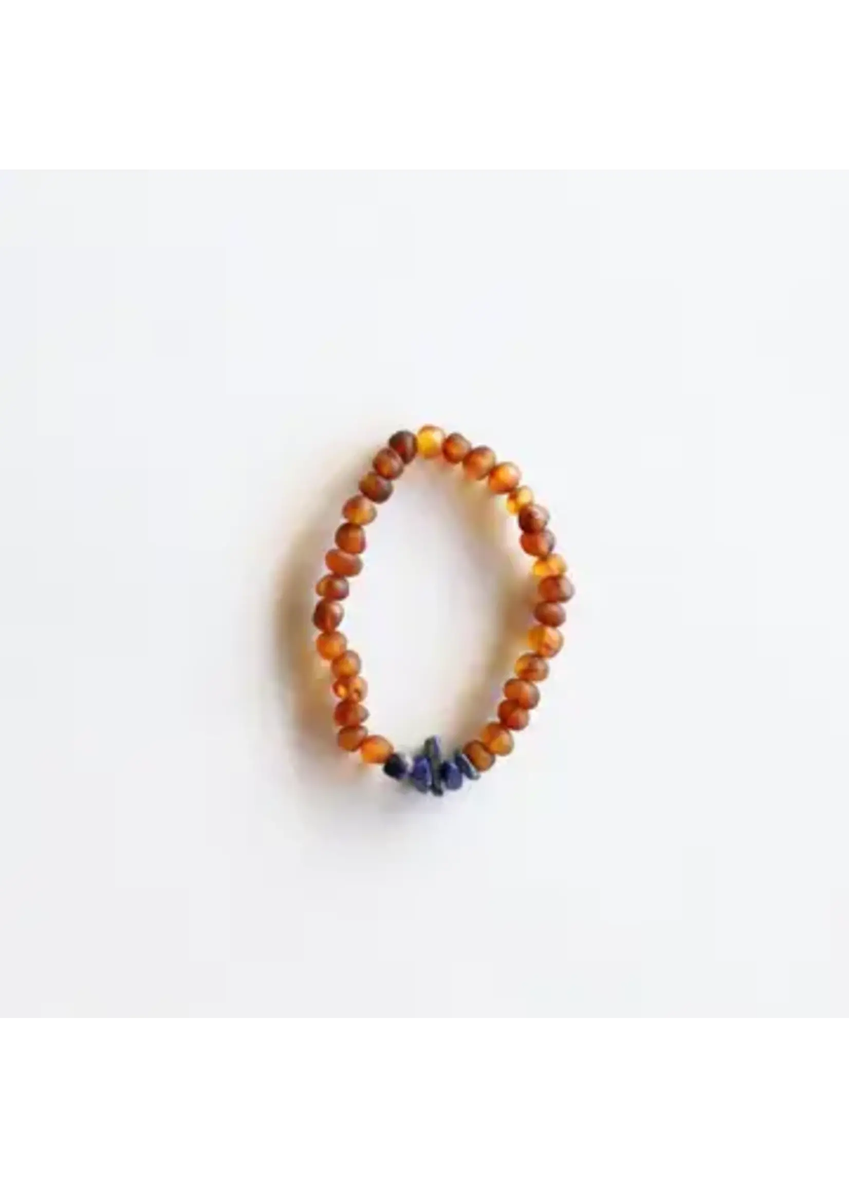RBAmber Bracelet Lapis Lazuli and Cognac 7"