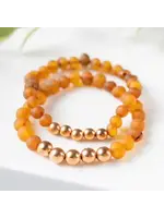 Bracelet Pure Copper and Raw Cognac Amber 7"