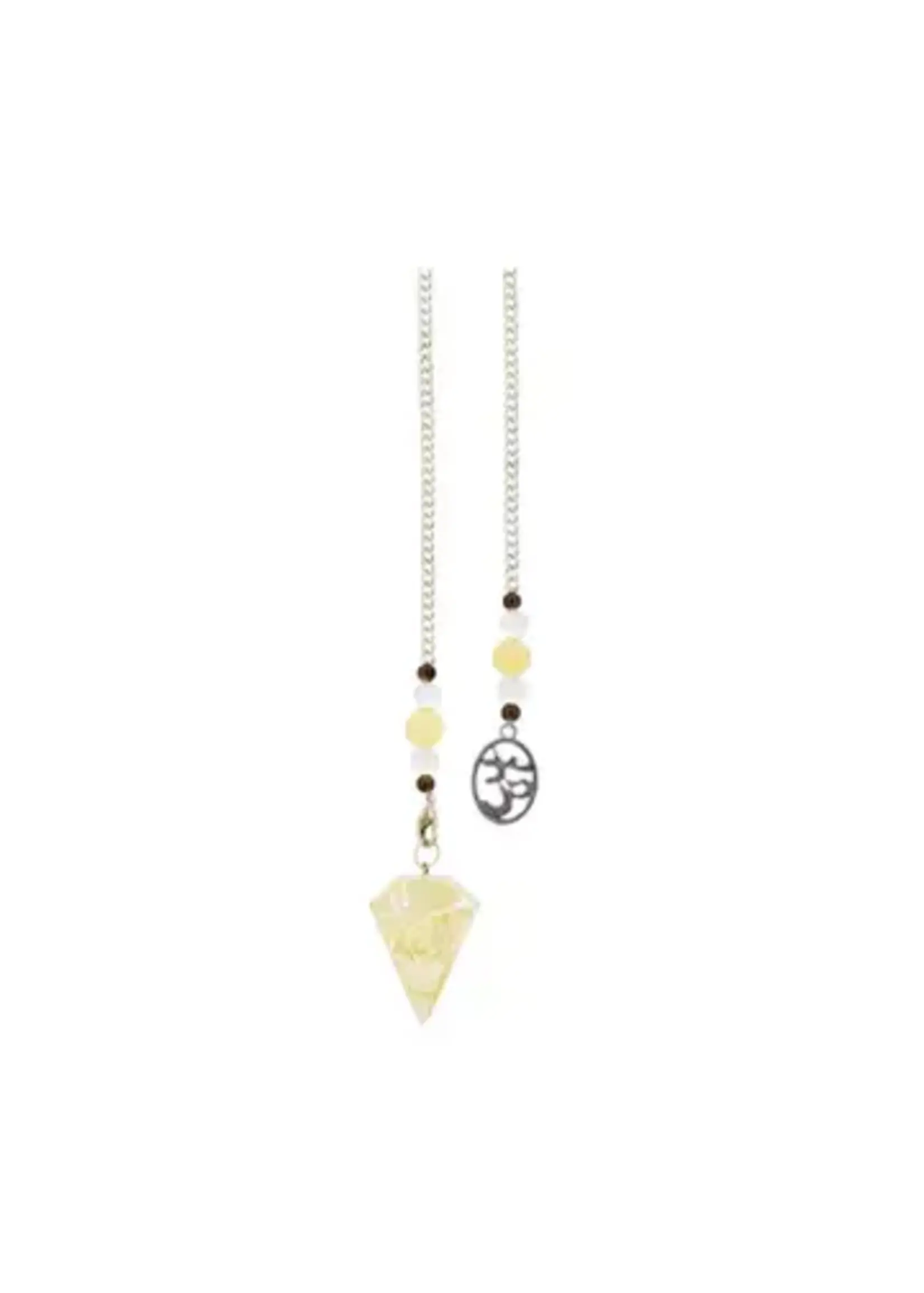 Pendulum Hexagonal Citrine OM Beaded Chain 11"L