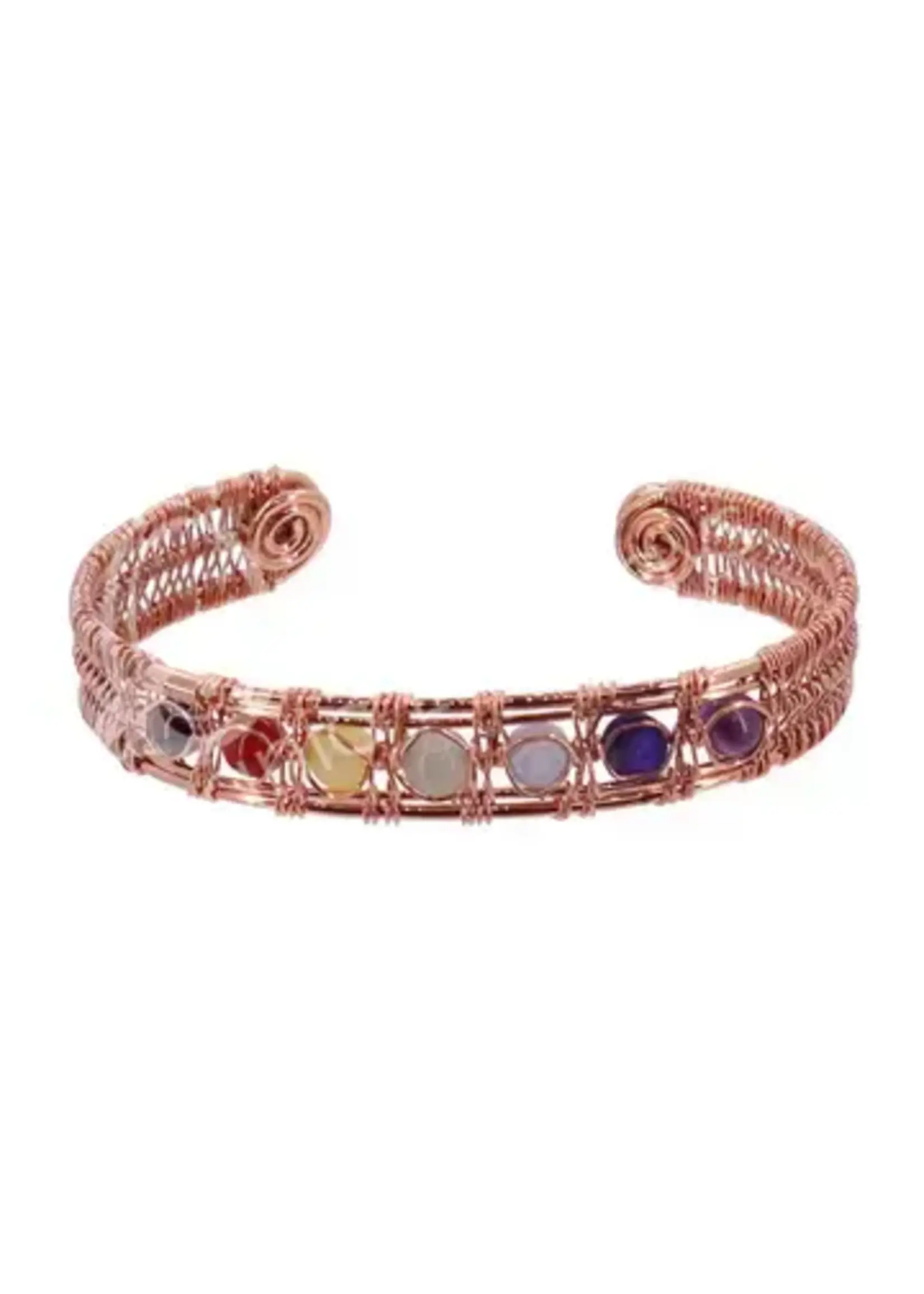 Bracelet Copper with Chakra Stones