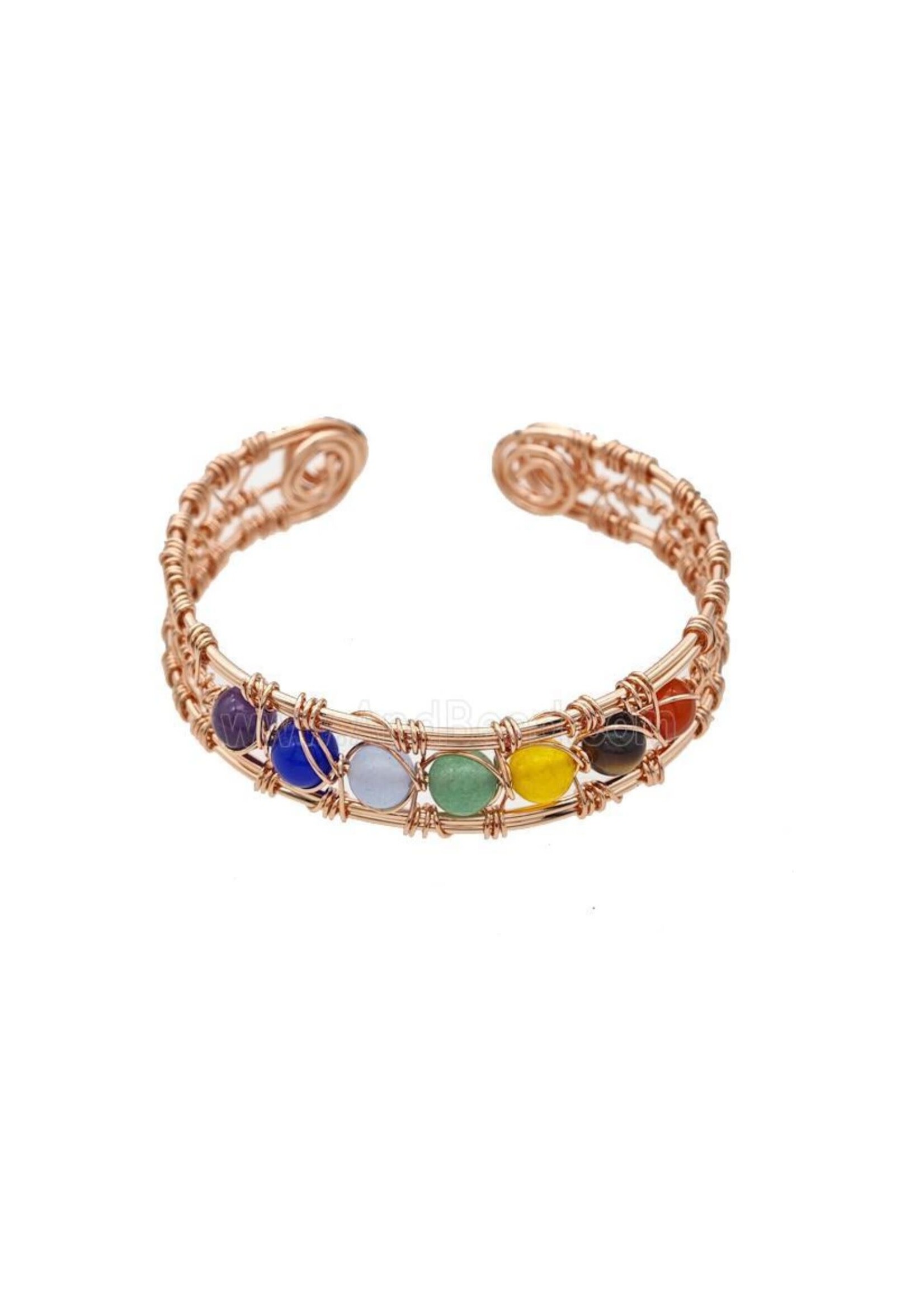 Bracelet Copper with Chakra Stones