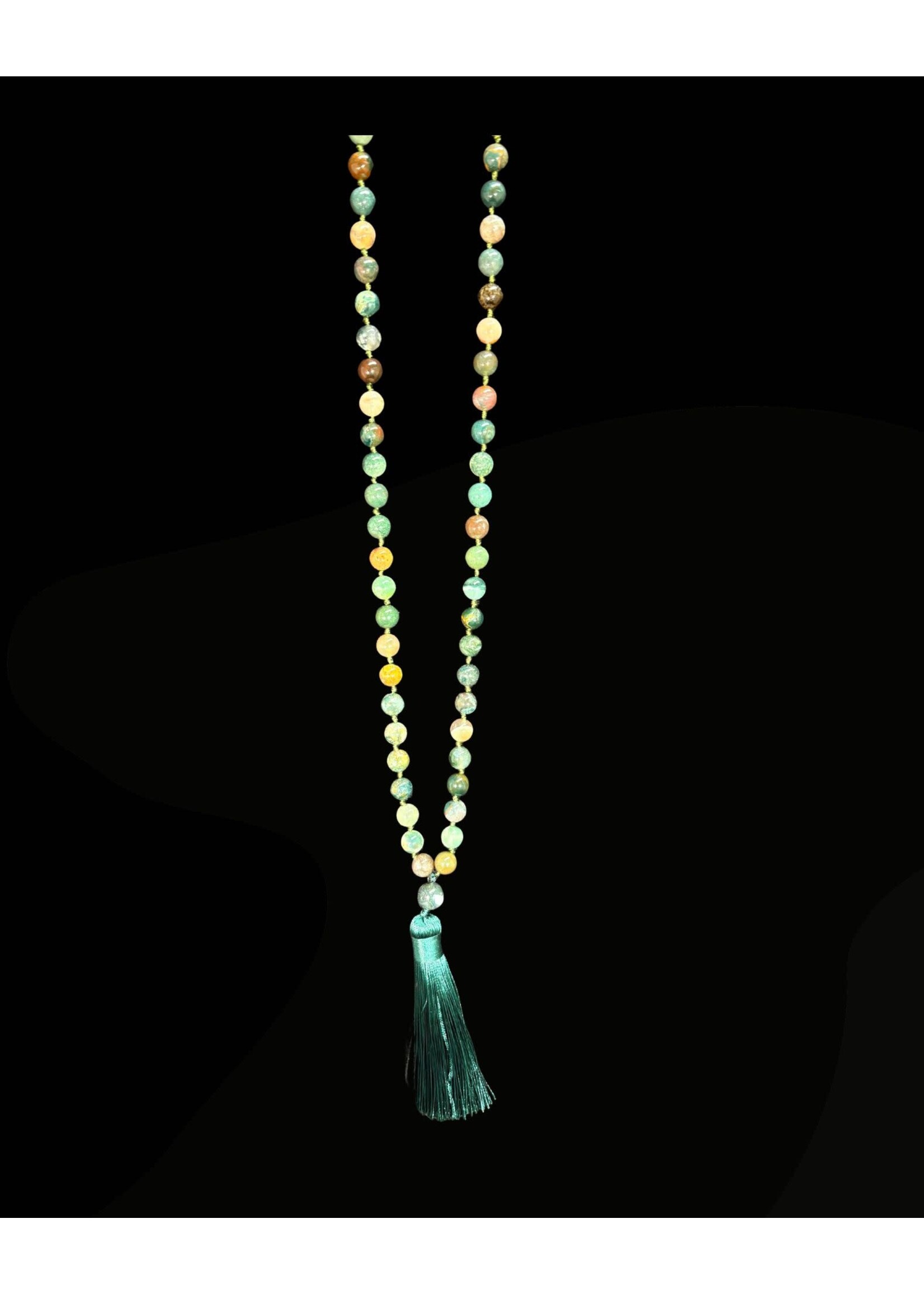 Pangaea MALA Moss Agate Knotted 108