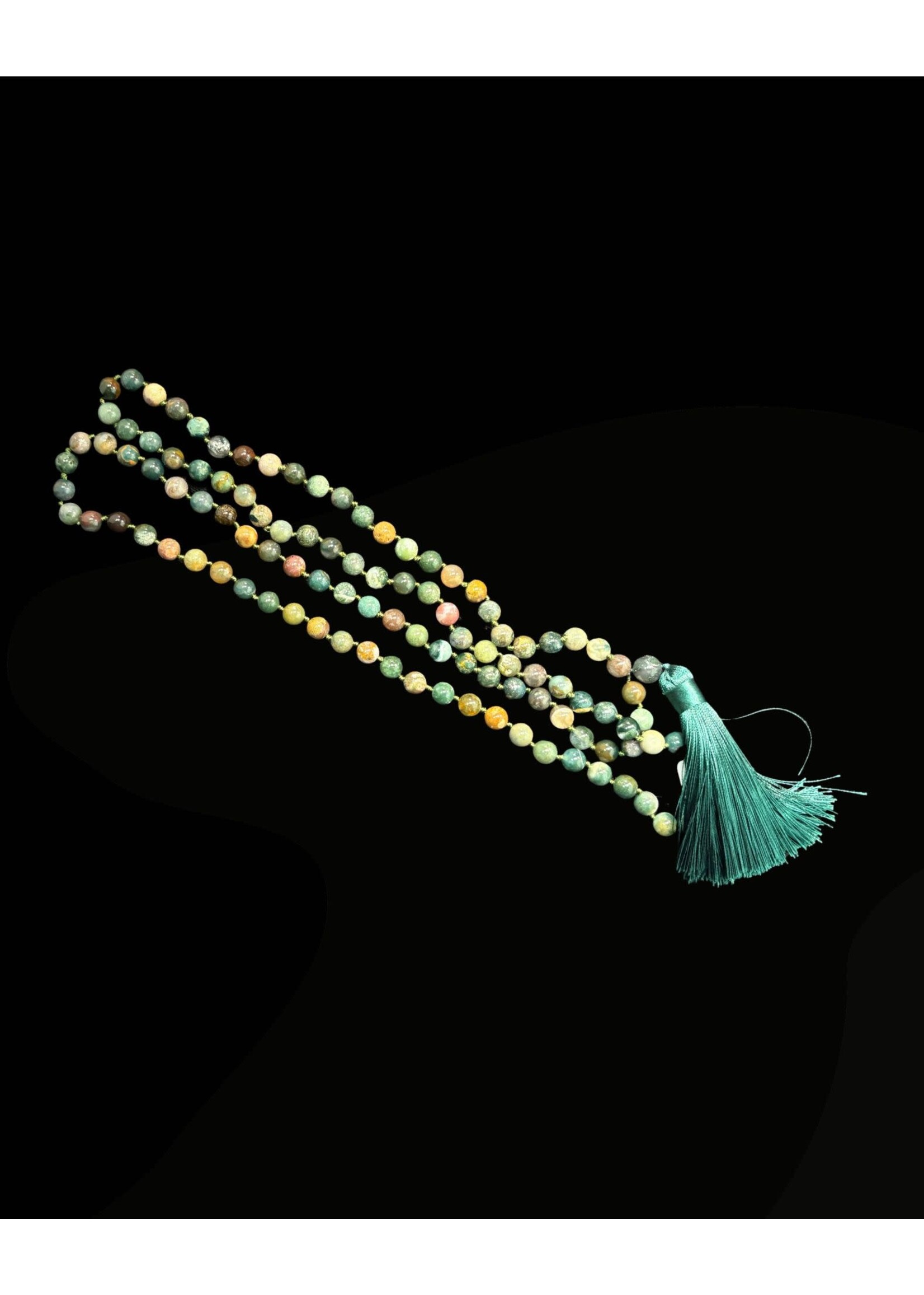 Pangaea MALA Moss Agate Knotted 108