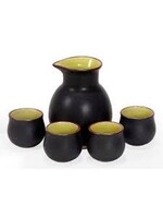 Sake Set Black and Chartreuse 5 piece set