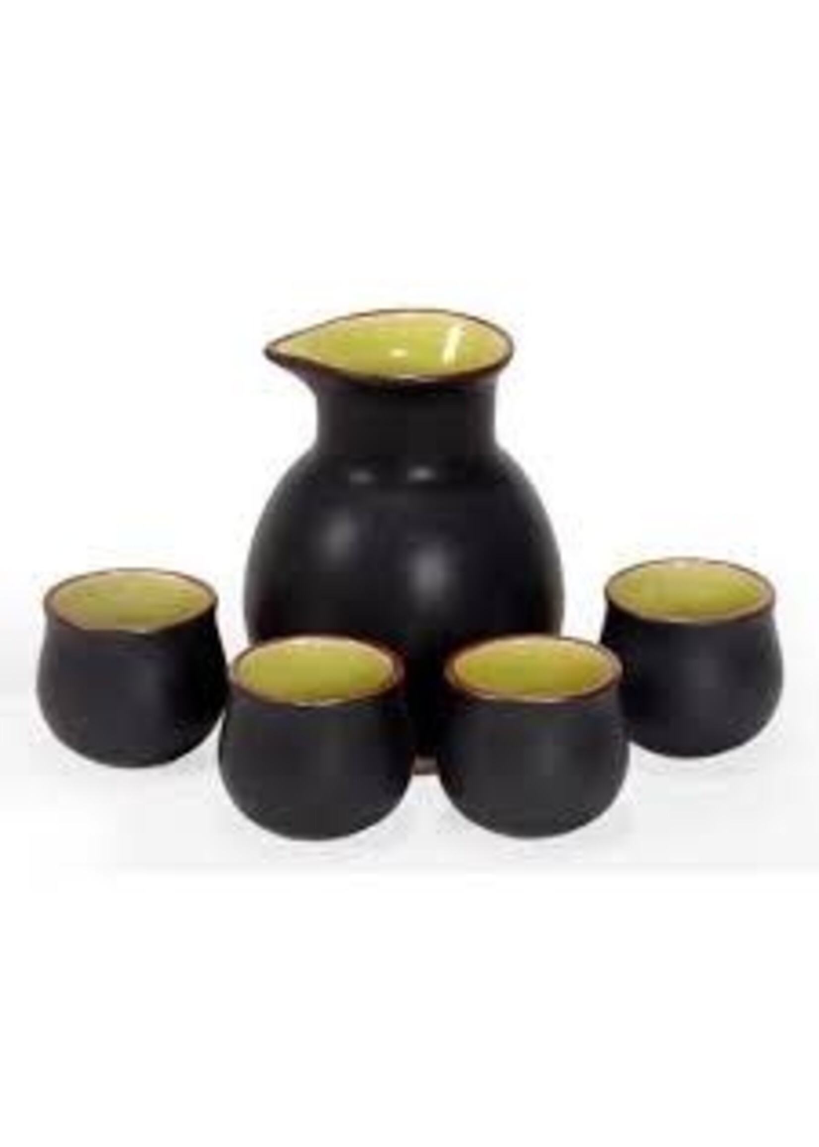 Sake Set - Black and Chartreuse