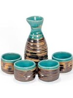 Sake Set Bronze Turquoise 5 piece set