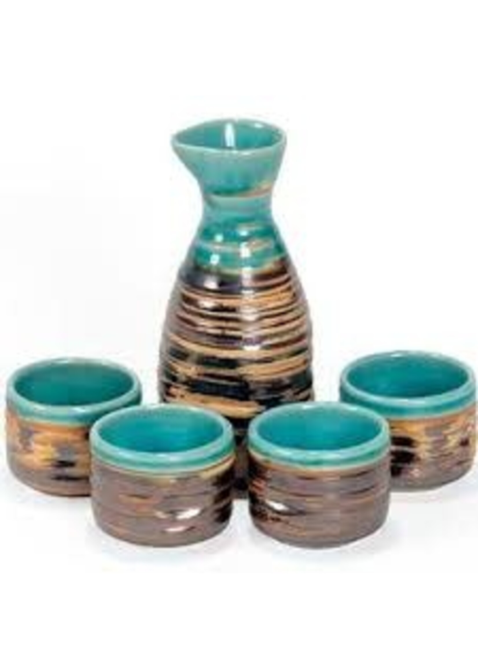 Sake Set Bronze Blue 5 piece set
