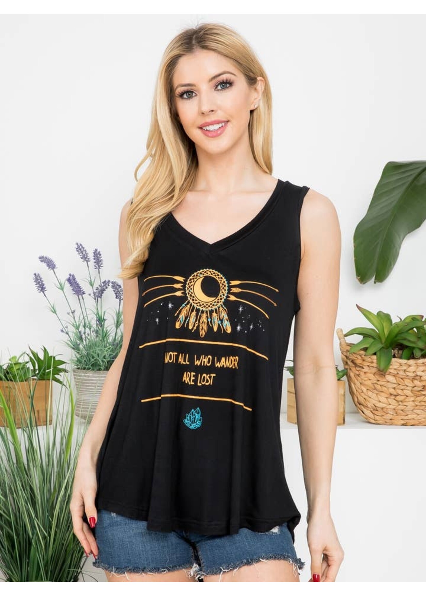 Tank Top Dream Catcher Print Flowy | L