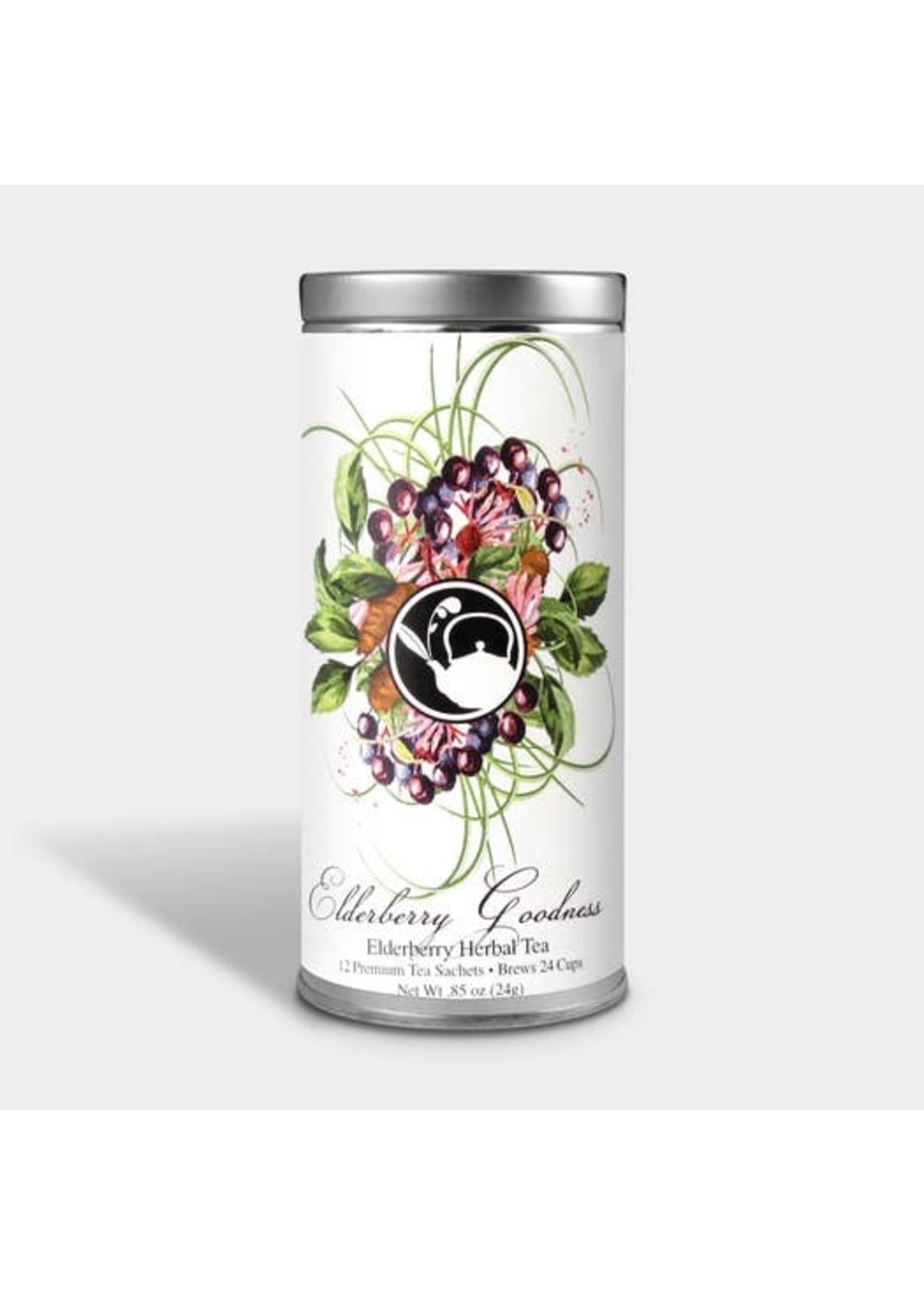 Elderberry Goodness Herbal Tea - 12 Tea Sachets - Tall Tin