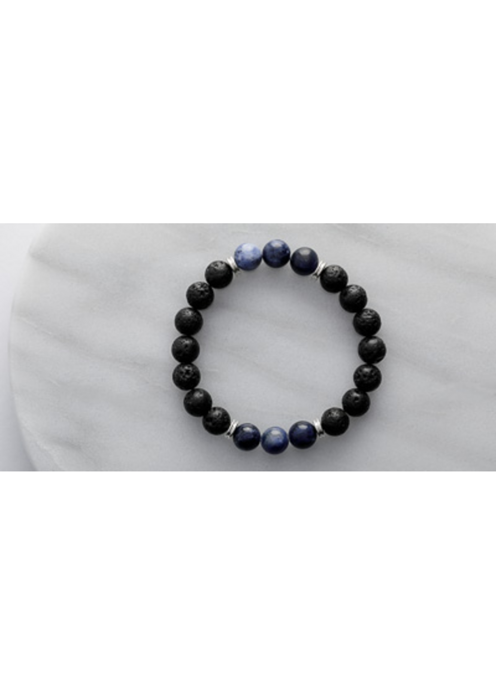 Bracelet Double Three Black Lava Sodalite 10mm