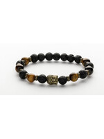 Bracelet Buddha Lava Stone / Tiger Eye