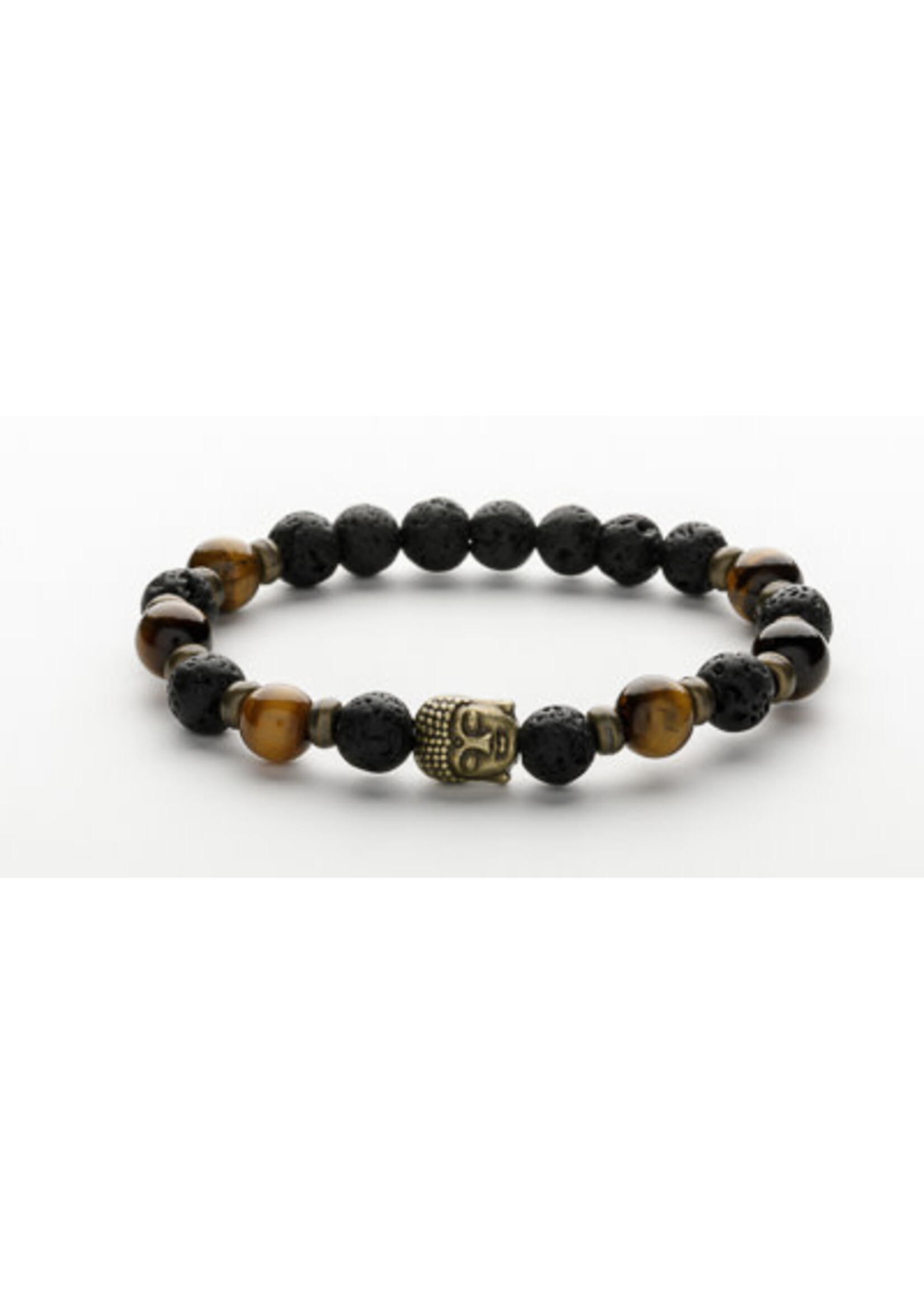 Bracelet Buddha Lava Stone / Tiger Eye