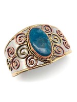 Anju Mixed Metal Cuff Bracelet Apatite Stone Handmade