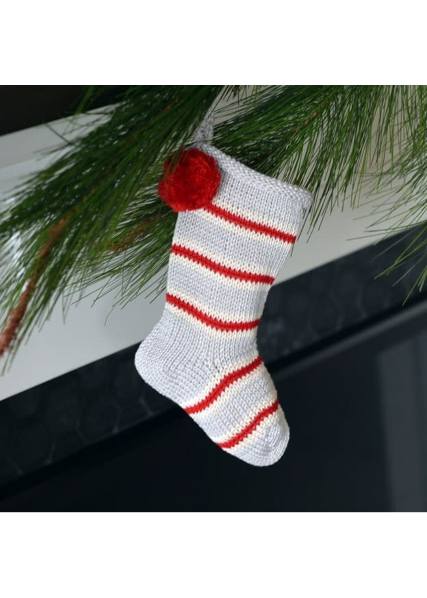 MELANGE Mini Candy Stripe Stocking - Grey