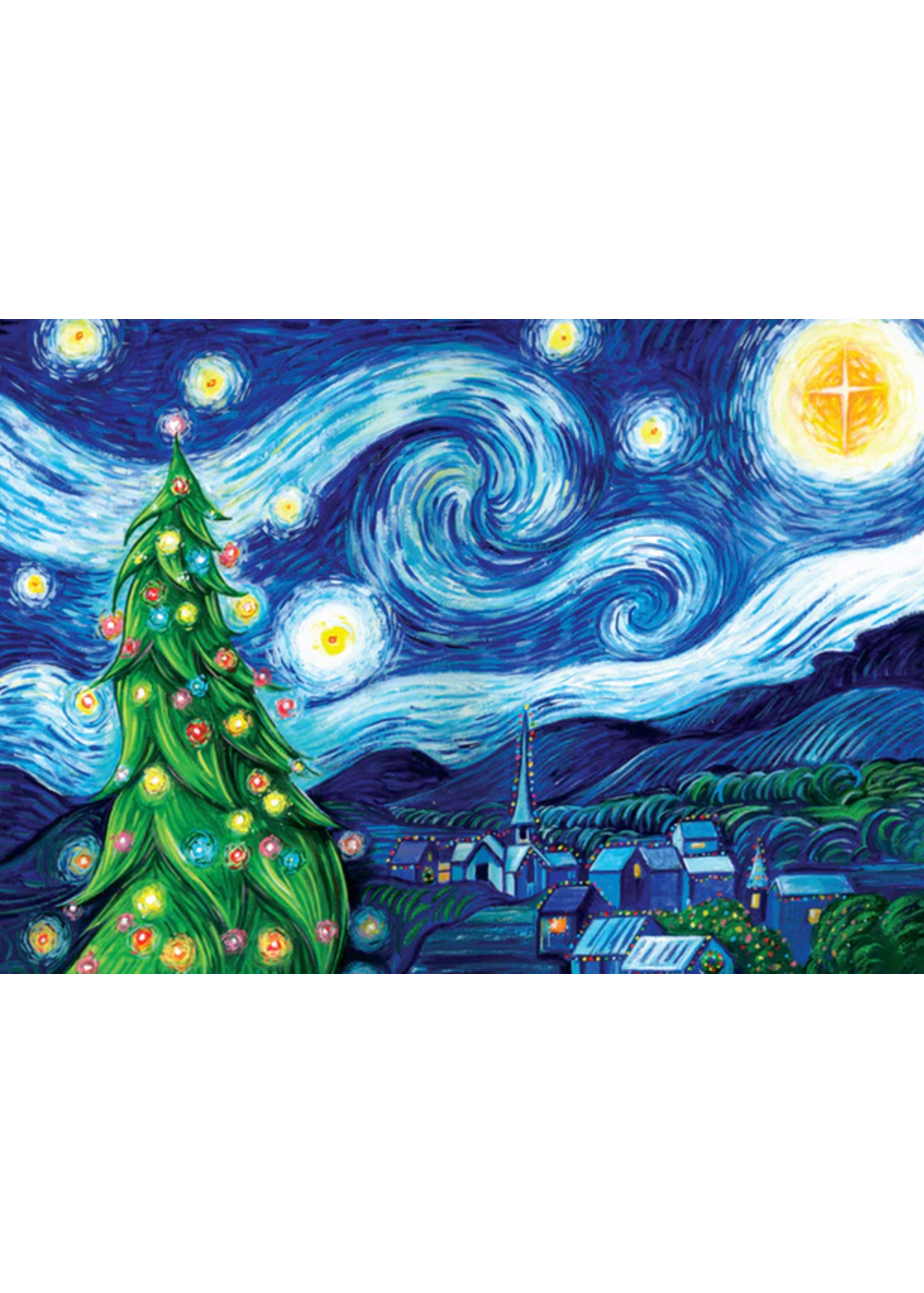 Card Xmas Silent Night, Starry Night Van Gogh