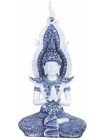 Crystal Peddler Thai Buddha Praying- Blue/White 12"