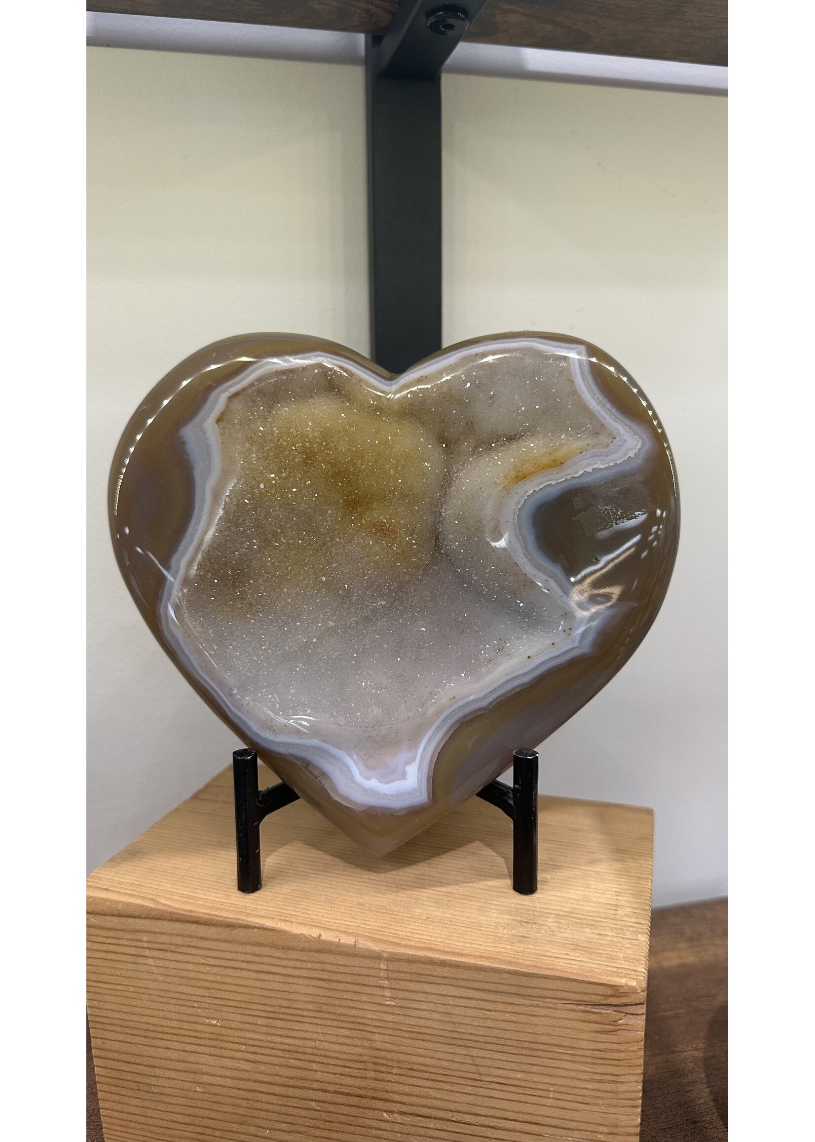Large Agate Druzy Heart on Stand
