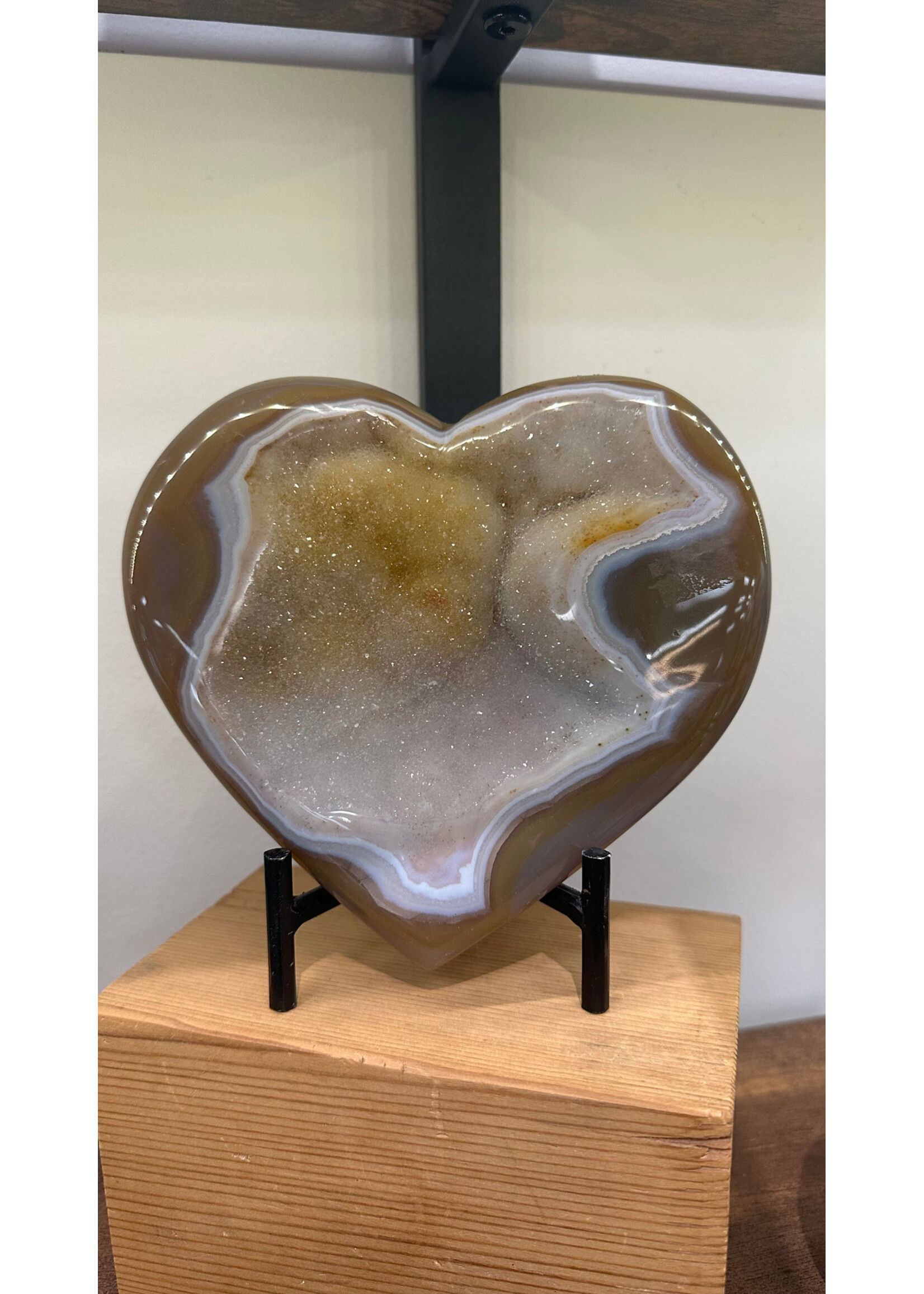 Large Agate Druzy Heart on Stand