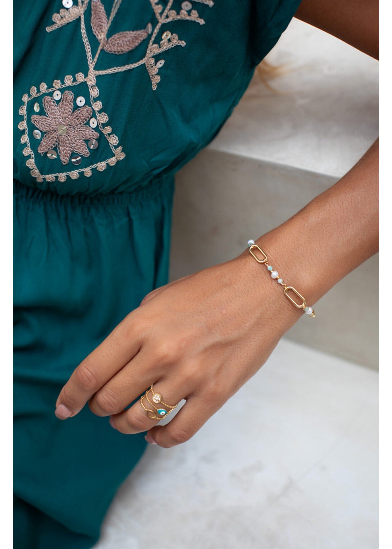 Bali Queen Energy Link Pearl & Amazonite