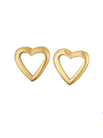 Earring SS Open Heart Brass Stud