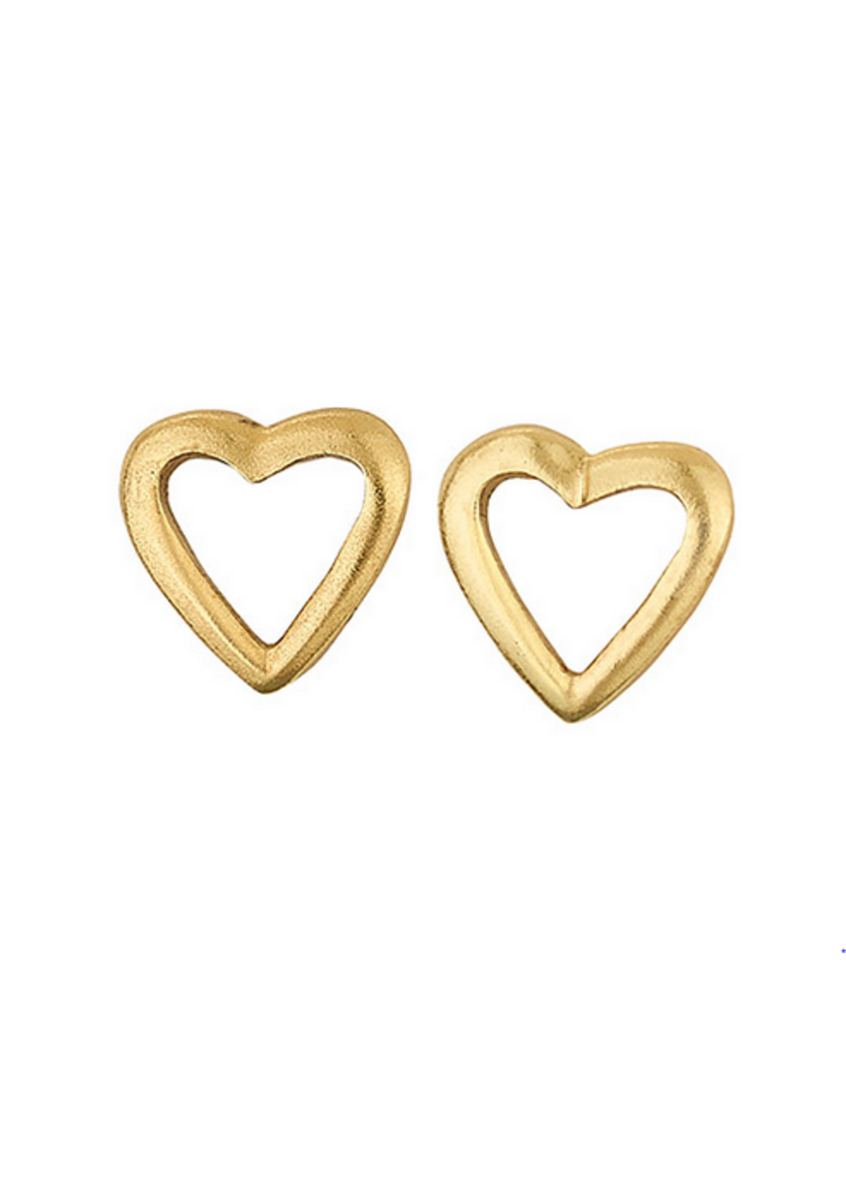Earring SS Open Heart Brass Stud