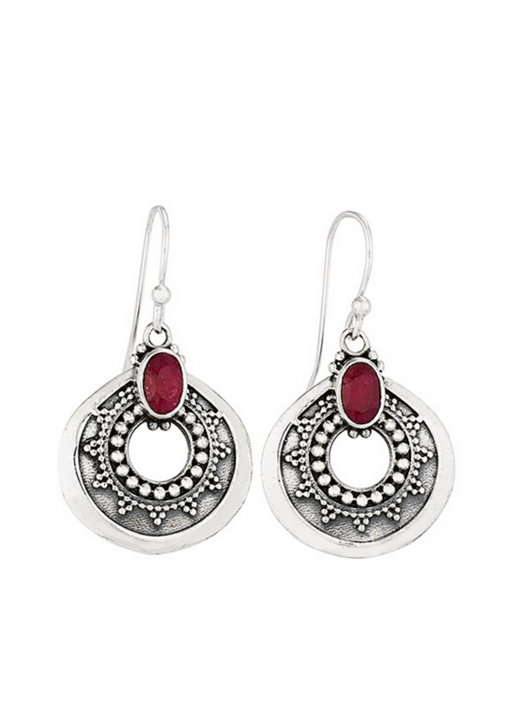 Earrings SS Ruby Open Bali Dot