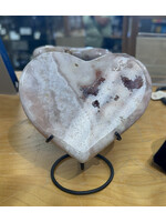 Pink Amethyst Heart Druzy On Stand