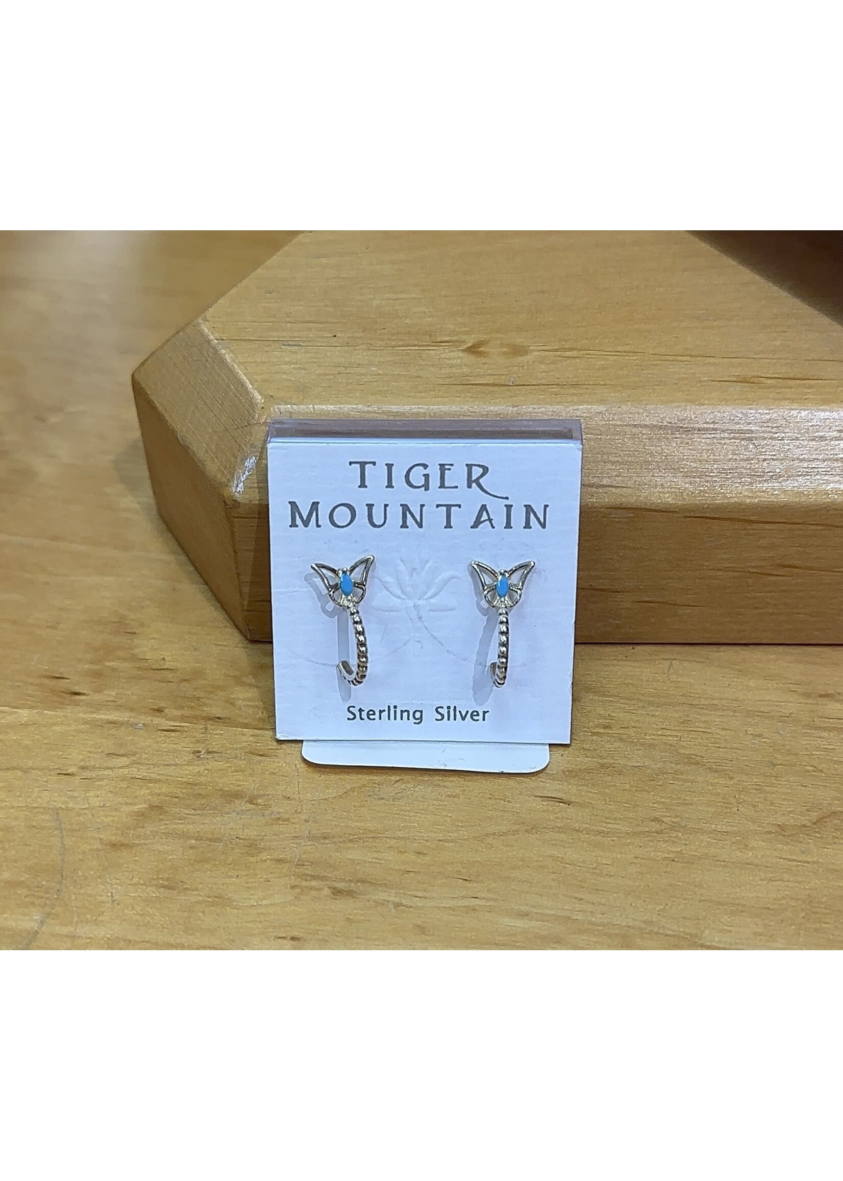 Earrings SS Turquoise Butterfly Hoop