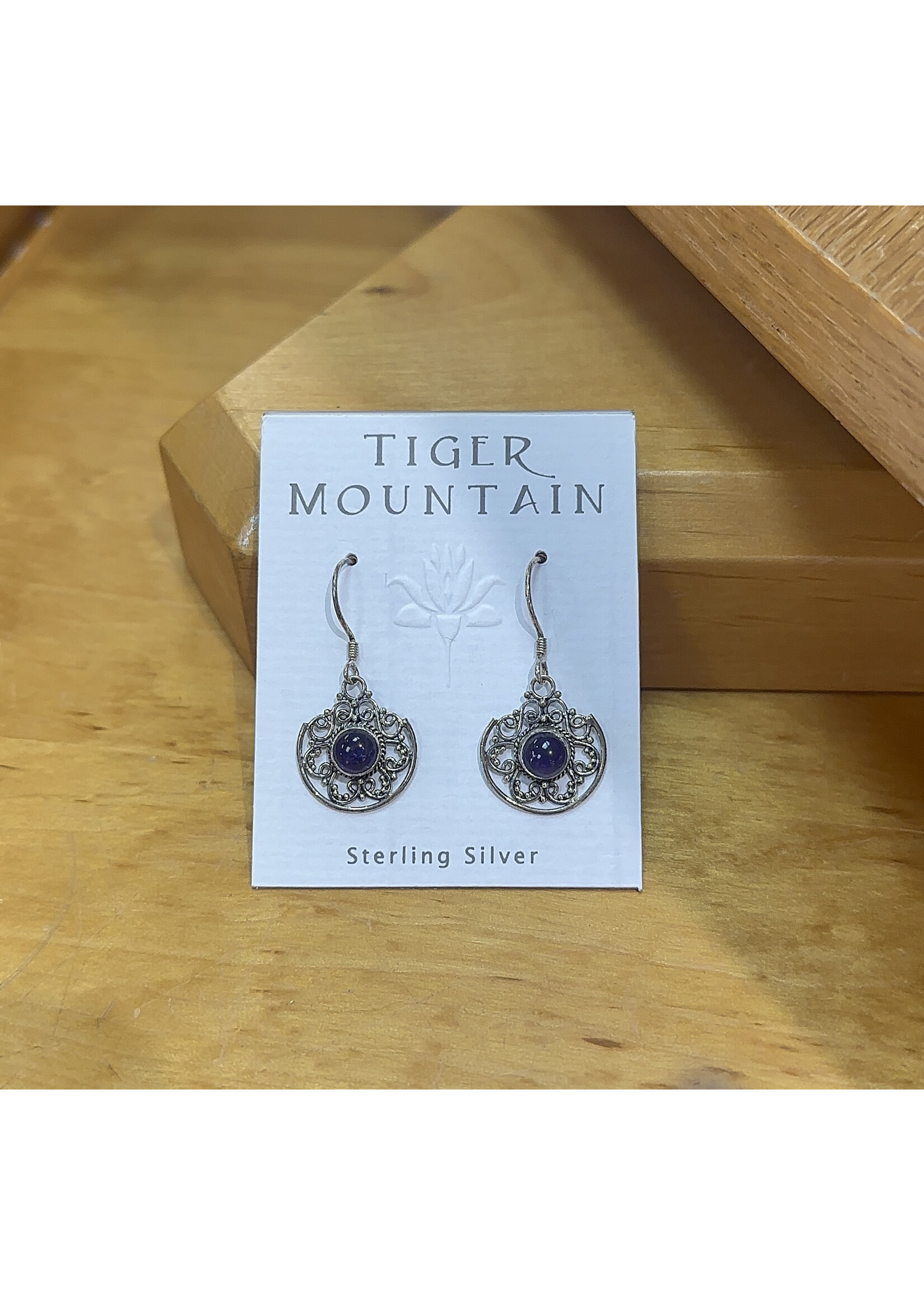 Earrings SS Round Amethyst Gran