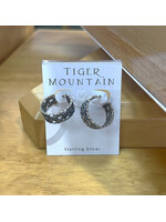 Earrings SS Oxidized Entwined Thick Hoop