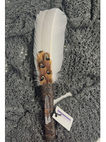 Large White Feather Fan With Crystal