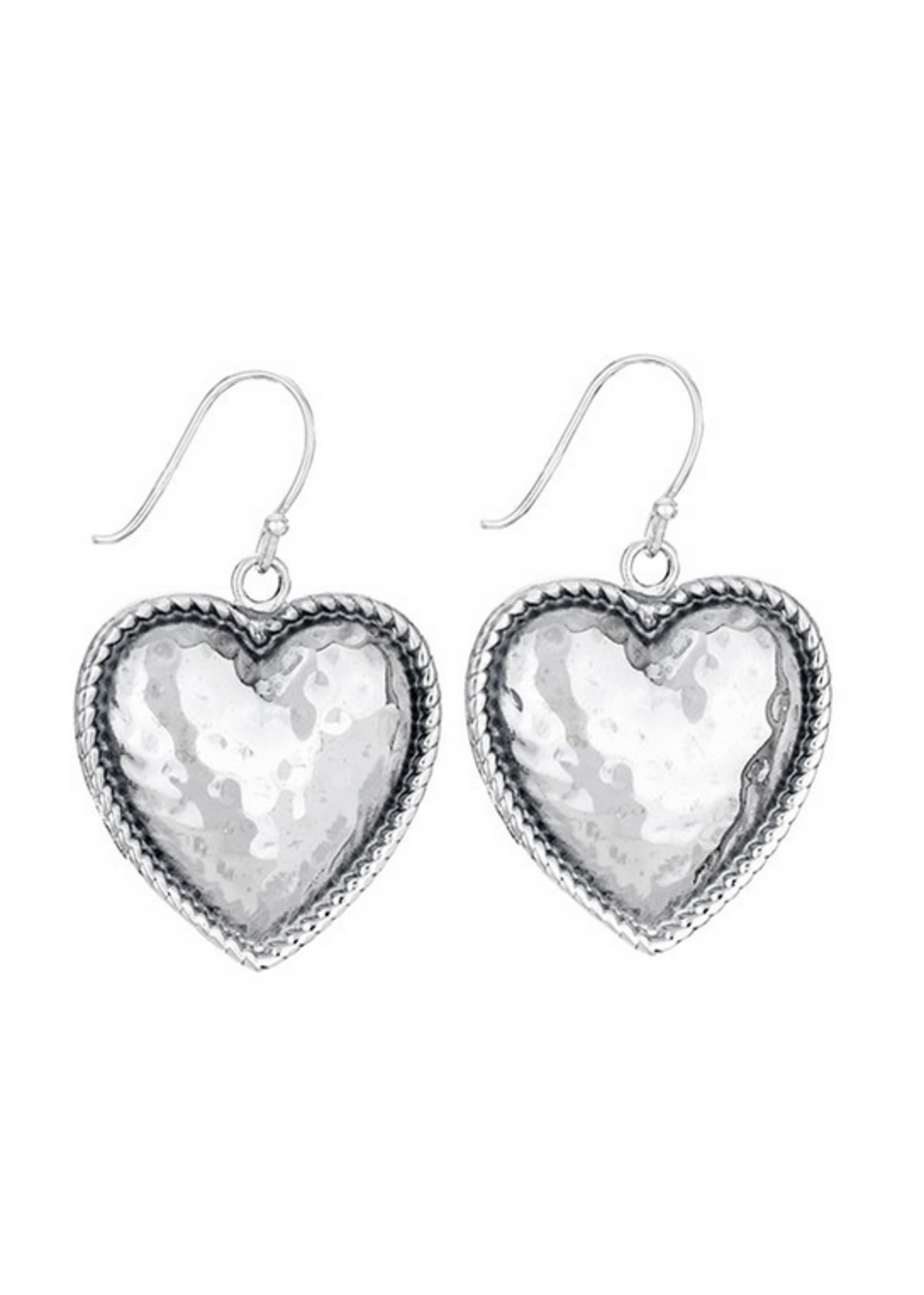 Earrings SS LG Hammered Heart