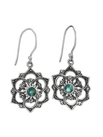 Earrings SS Green Quartz Open Lotus