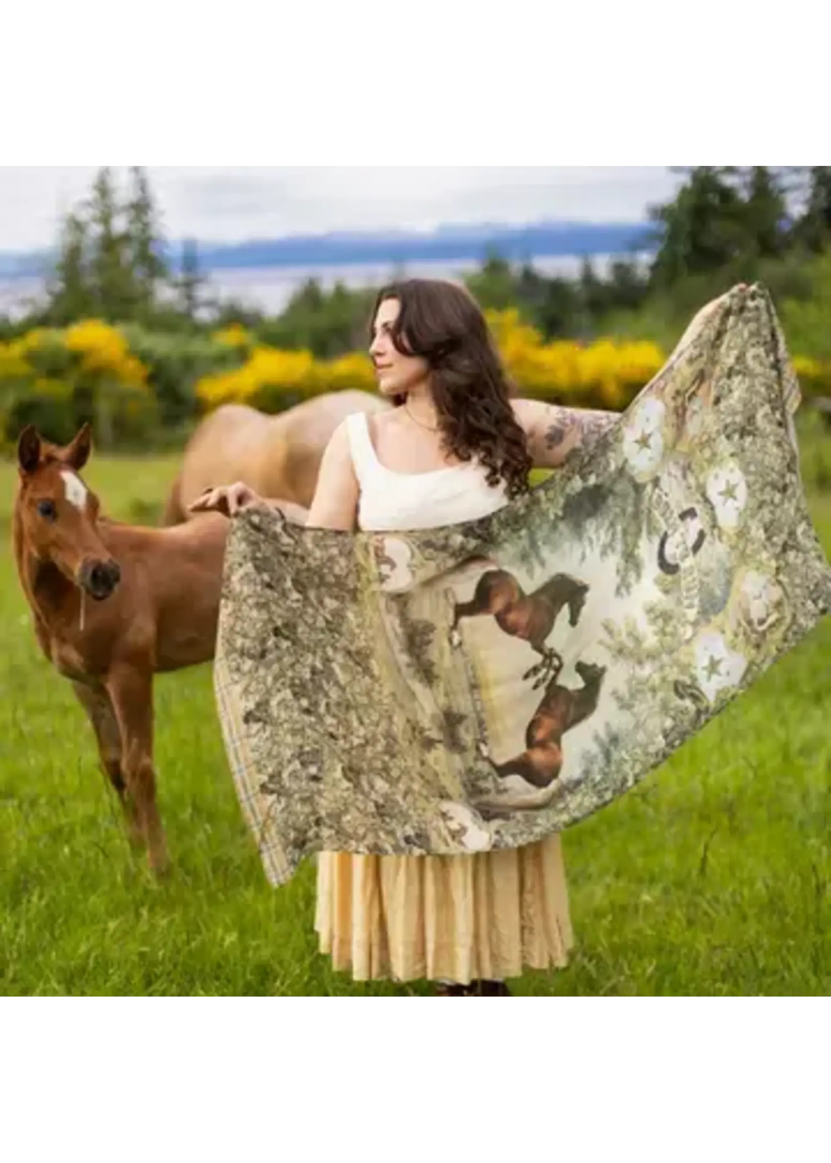 Scarf Born To Run with Wild Horse & Floral