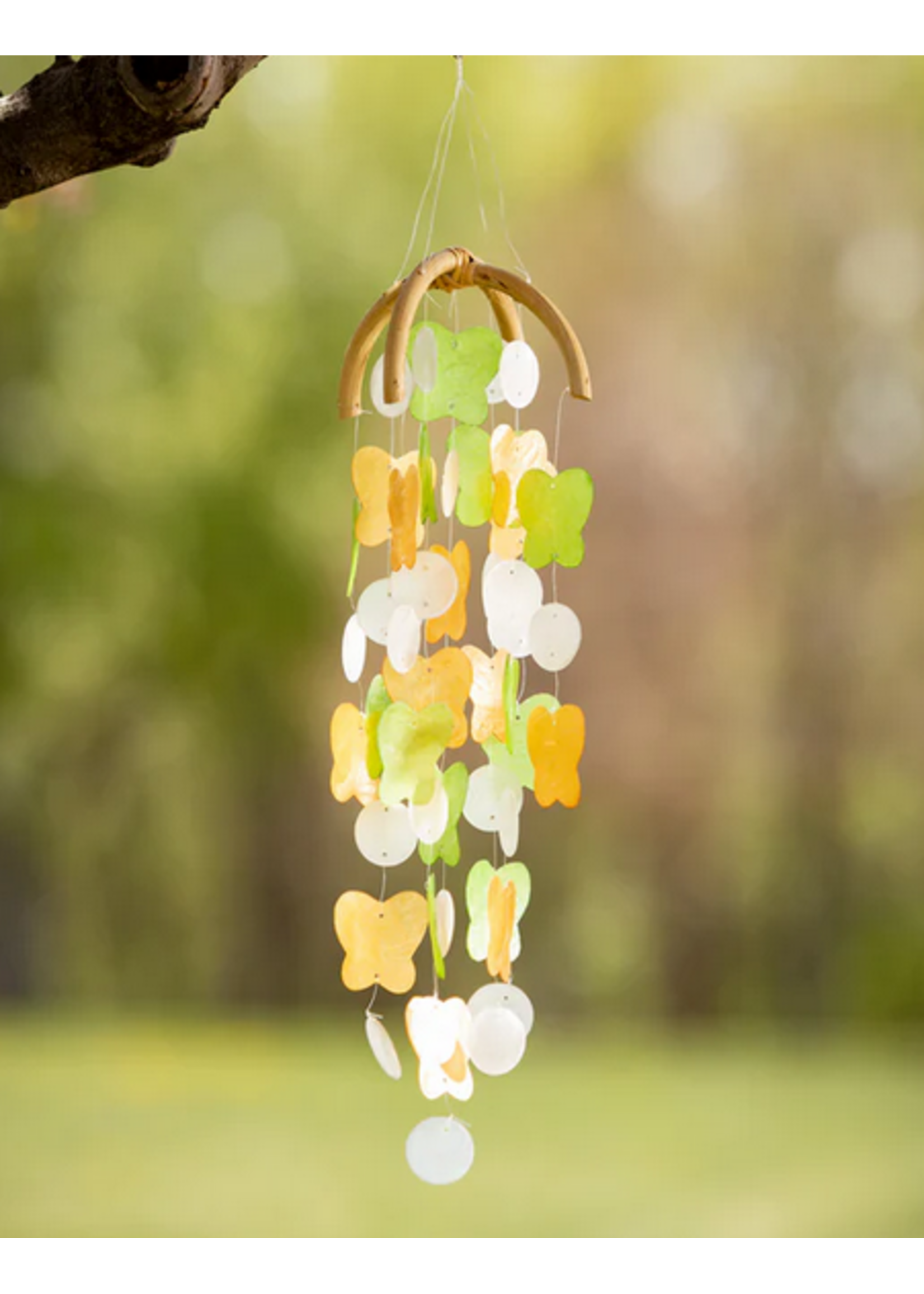 Woodstock Butterfly Capiz - Patina Green/Marigold