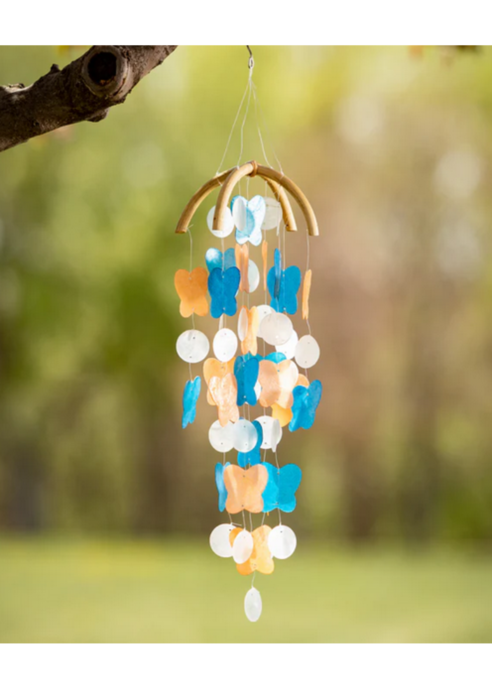 Woodstock Butterfly Capiz - Sky Blue/Marigold