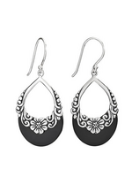 Earrings Flower Open Onyx