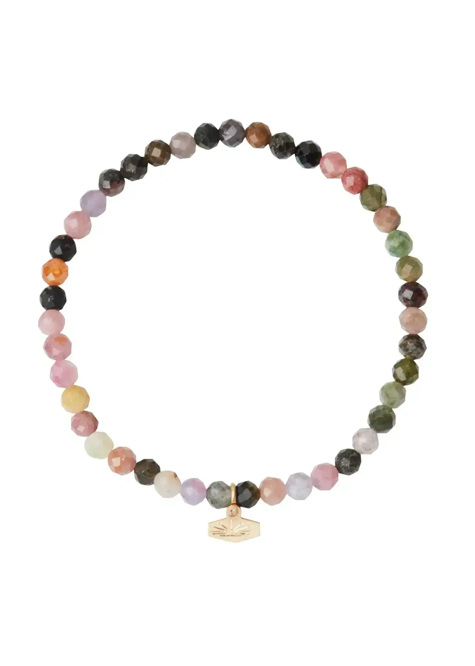 Mini Faceted Tourmaline Gold Stacking Bracelet