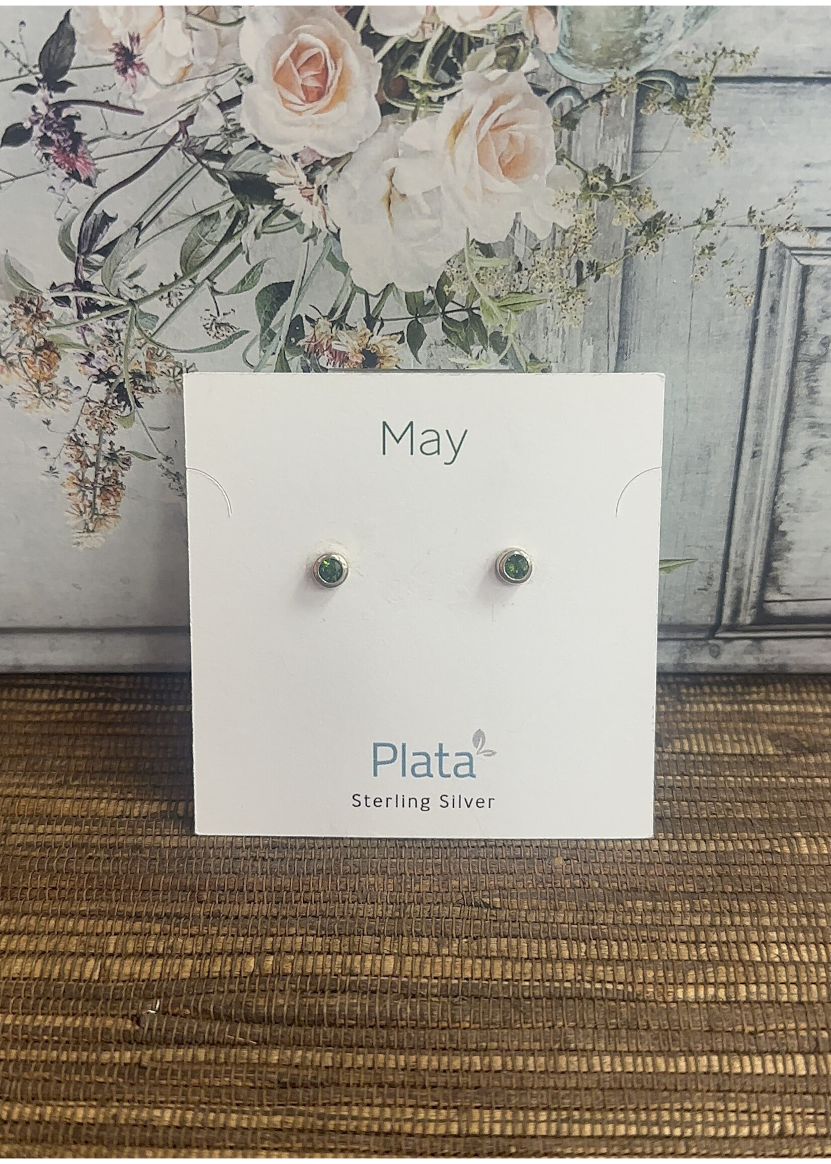 Plata May Chrome Diopside Birthstone Earrings
