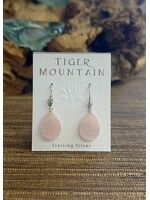 Earrings Rose Quartz Drop Leaf Top
