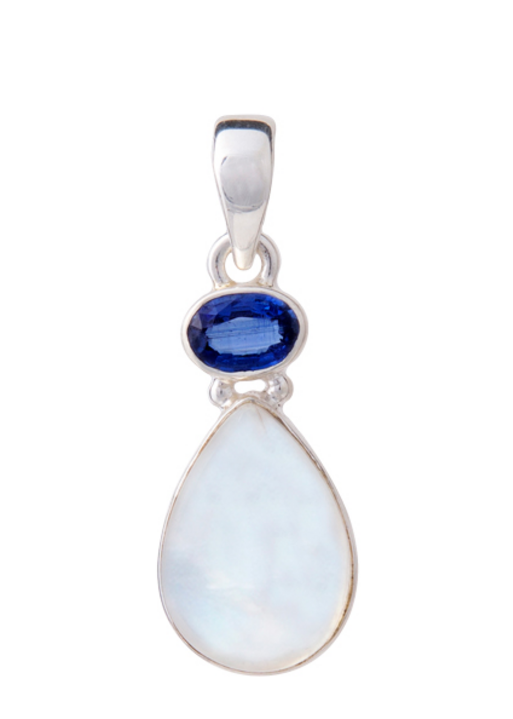 Pendant Moonstone Tear Blue Kyanite Facet