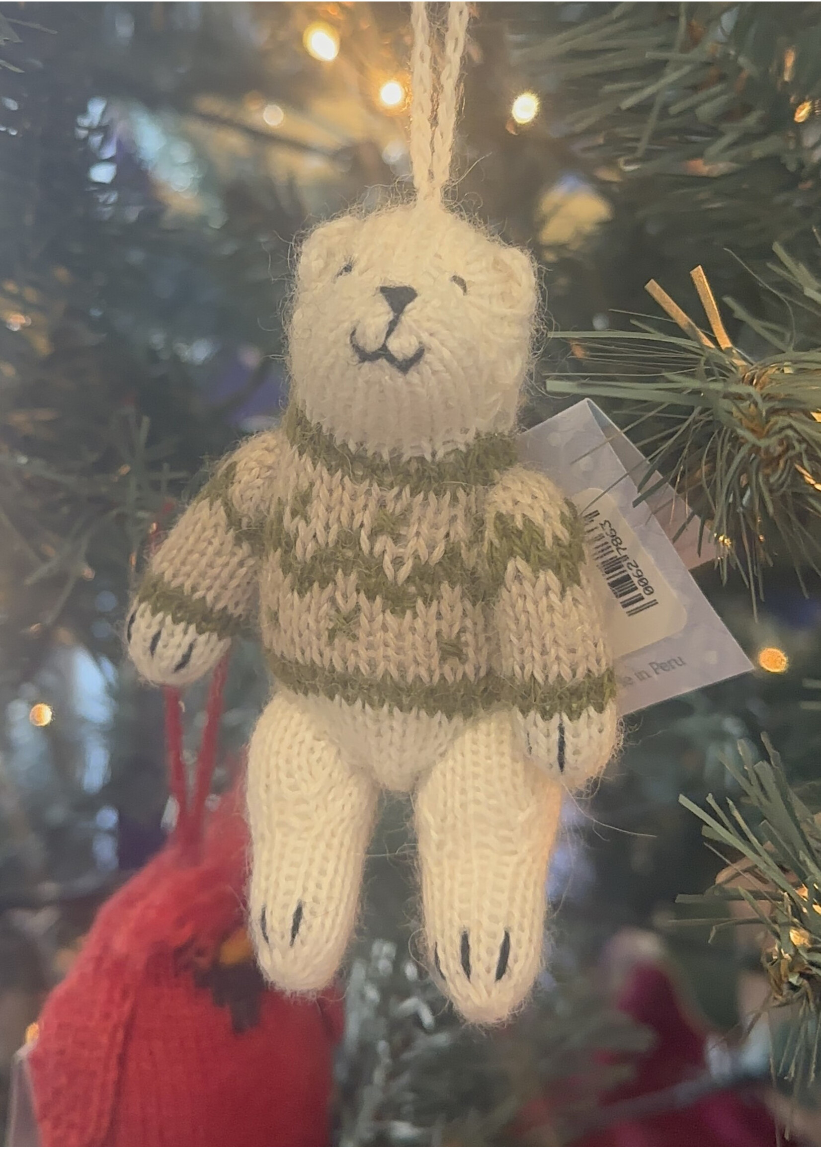 Melange Yarn Polar Bear in Sweater Ornament