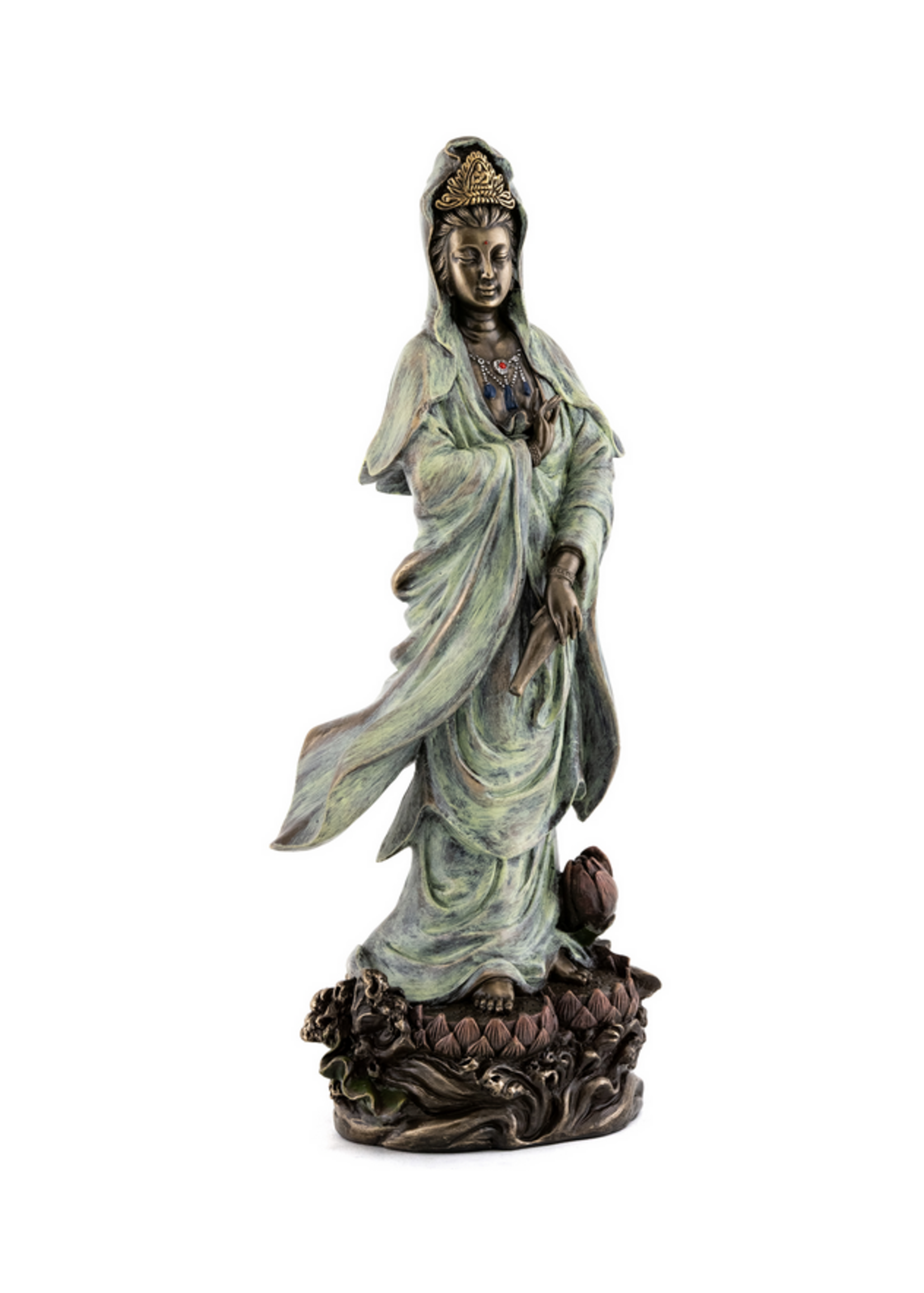 Top Land Trading Quan Yin Standing On Lotus