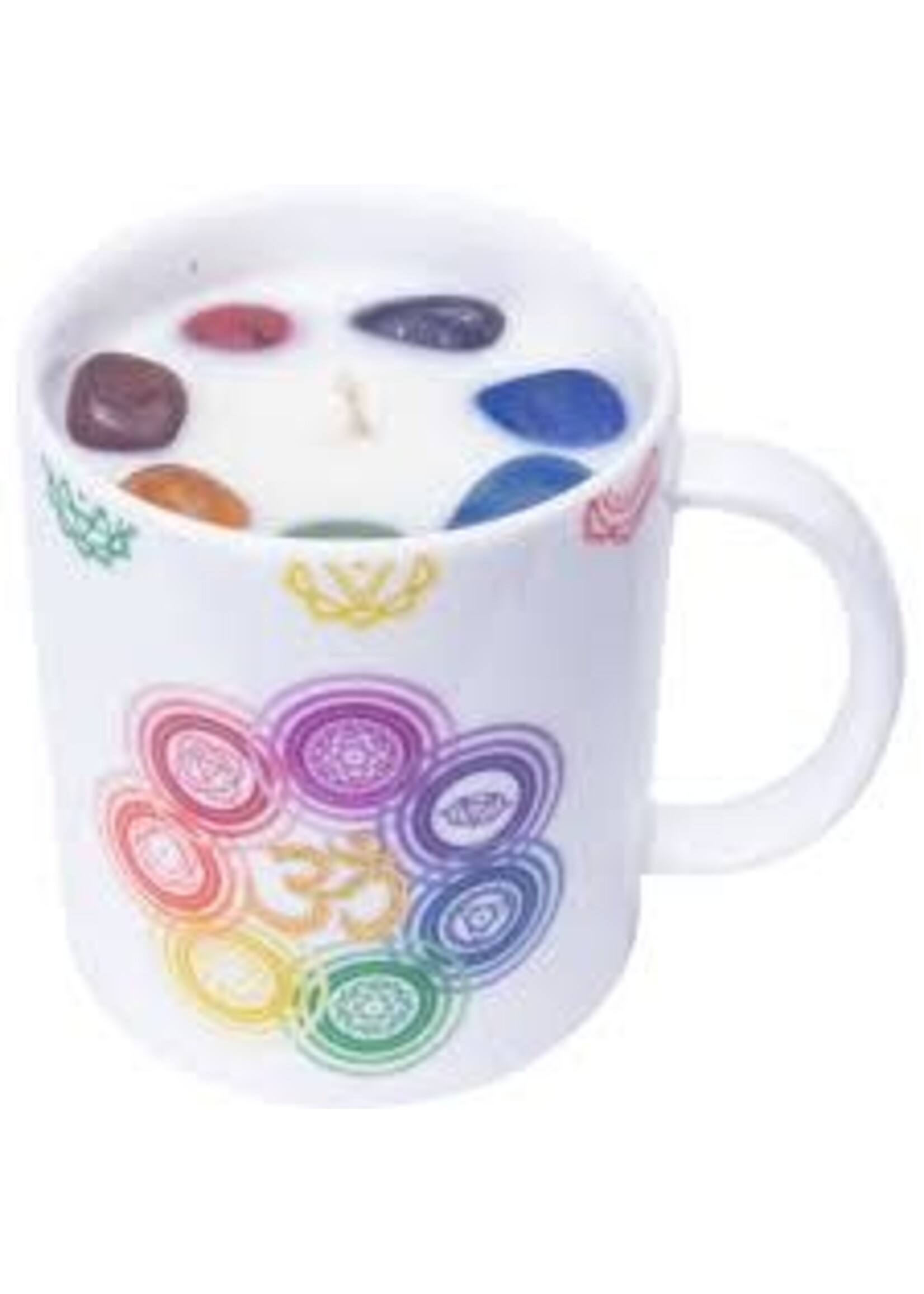 Candle and Incense Holder Coffee Mug Chakra with Gemstones