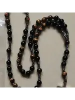 Rosary Prayer Beads Tigers Eye and Black Obsidian 8mm