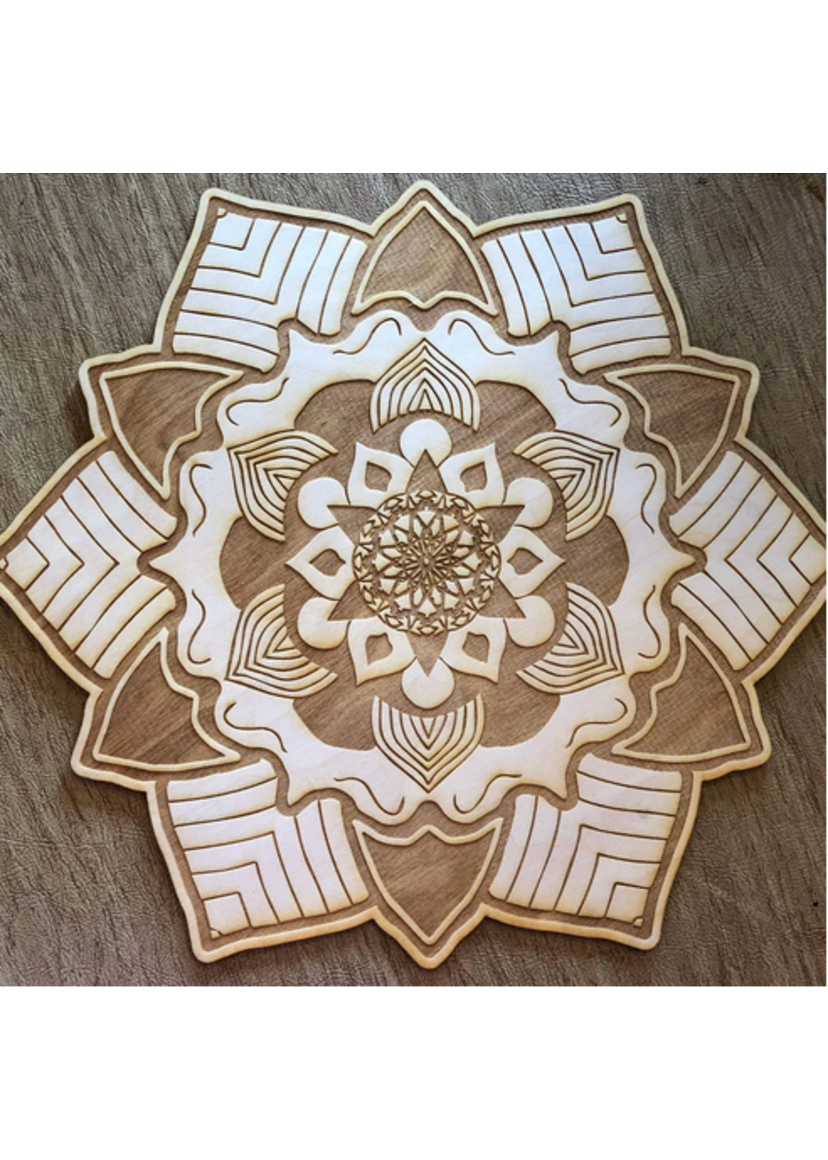 Crystal Grid Wood 8" Mandala #1